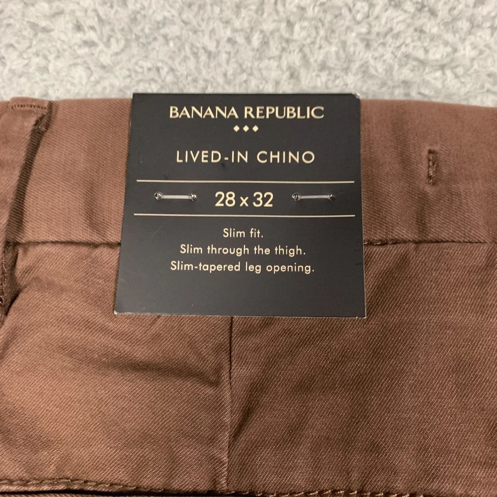 Banana Republic Lived-in Chino Pants Men's 28x32 Rich Earth Slim Tapered NWT $95